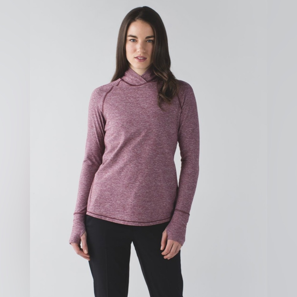 Lululemon Women’s Warm Your Core Long Sleeve Tee Heathered Bordeaux Drama Size 4